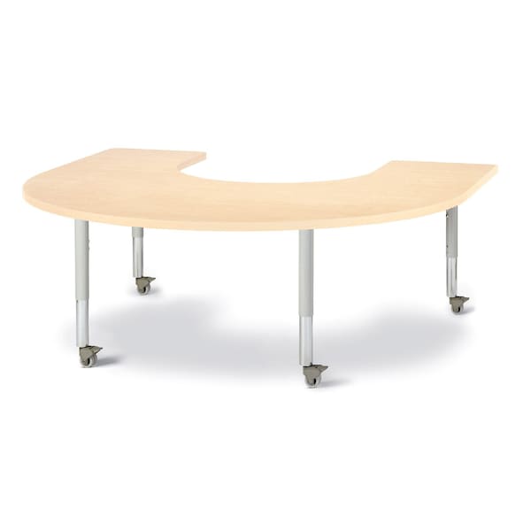 Berries Horseshoe Activity Table, 66 in. x 60 in., Mobile, Maple/Maple/Gray
